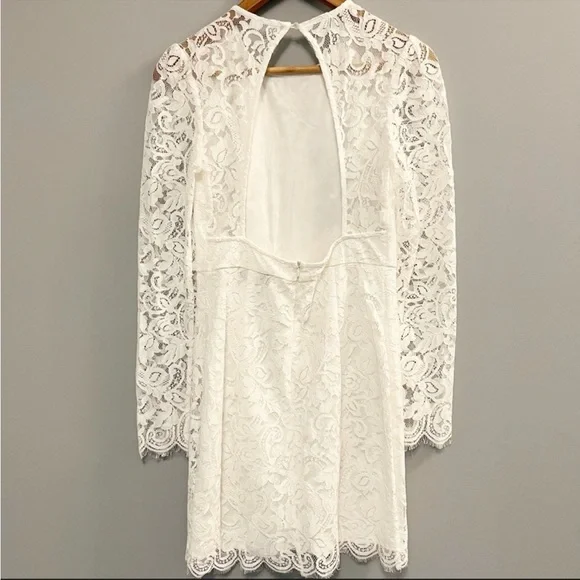 Lulu's White Lace Long Sleeved Open Back Dress - small - Picture 2 of 6